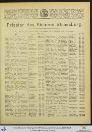 Priester des Bistums Strassburg.