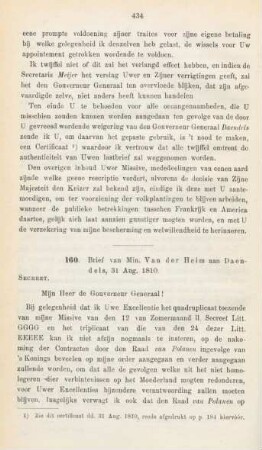 160. Brief van Min. Van der Heim aan Daendels, 31 Aug. 1810