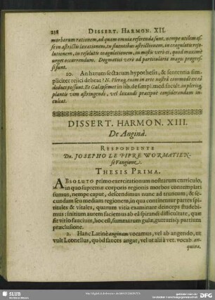 Dissert. Harmon. XIII. De Angina