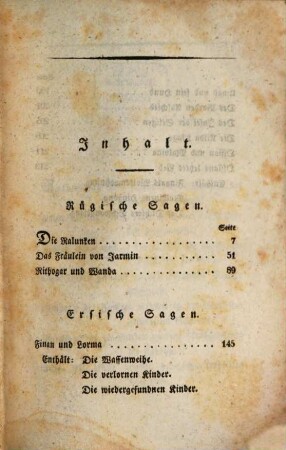 Dichtungen, 5. Sagen der Vorwelt