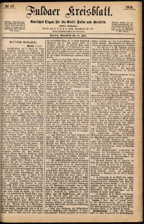 Ausgabe vom Samstag, den 10. Juni 1876.