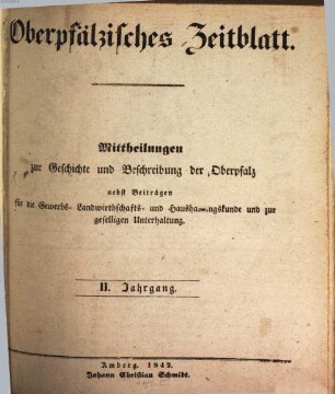 Oberpfälzisches Zeitblatt, 1842 = Jg. 2