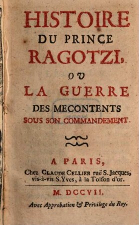 Histoire du Prince Ragotzi