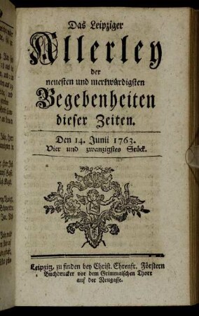 Den 14. Junii 1763. Vier und zwanzigstes Stück.