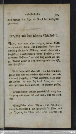 Umgang mit dem schönen Geschlechte