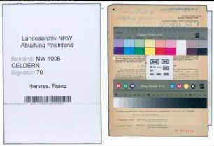 Entnazifizierung Franz Hennes , geb. 24.12.1905 (Haendler)
