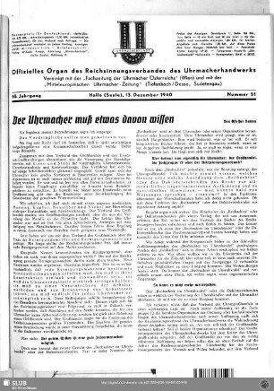 Der Uhrmacher muß etwas davon wissen