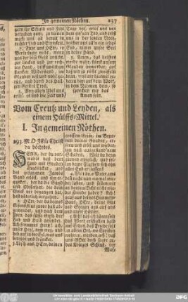 I. In gemeinen Nöthen.