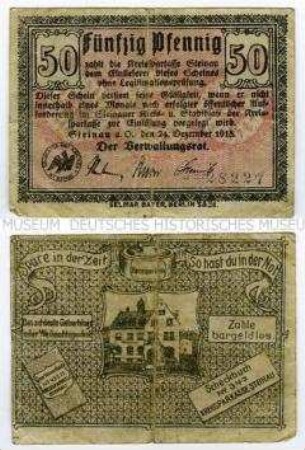 Notgeldschein der Kreissparkasse Steinau an der Oder