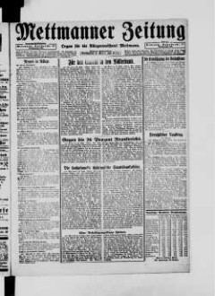 Mettmanner Zeitung. 1919-1940