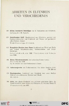 Arbeiten in Elfenbein und Verschiedenes (Nr. 188-201)