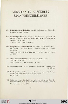 Arbeiten in Elfenbein und Verschiedenes (Nr. 188-201)