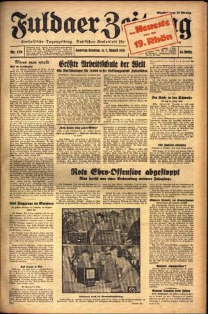 Ausgabe vom Samstag, den 06. August 1938.