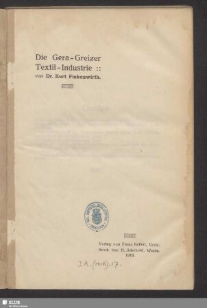 Die Gera-Greizer Textil-Industrie