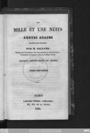 T. 9: Les mille et une Nuits : Contes arabes