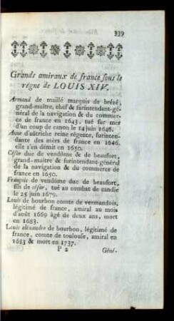 Grands amiraux de france sous le régne de Louis XIV.