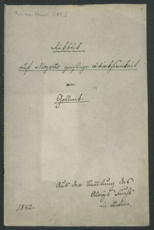 (3) Rückblick auf Mozarts geistige Wirksamkeit von Gollmick