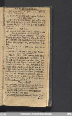 Verzeichniß Der wichtigsten Kern-Sprüche Heiliger Schrifft, in welchen die fürnehmsten Glaubens-Articul in nachgesetzter bequemer Ordnung gegründet sind.