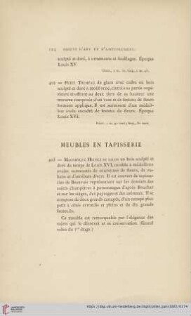 Meubles en Tapisserie (Nr. 403 - 408)