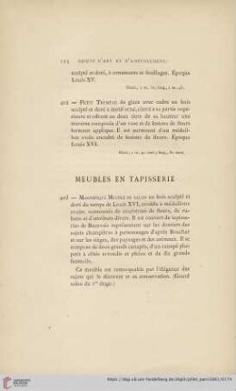 Meubles en Tapisserie (Nr. 403 - 408)