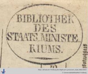 [Provenienz]: Preußisches Staatsministerium, Bibliothek