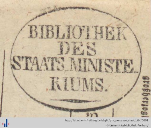 [Provenienz]: Preußisches Staatsministerium, Bibliothek
