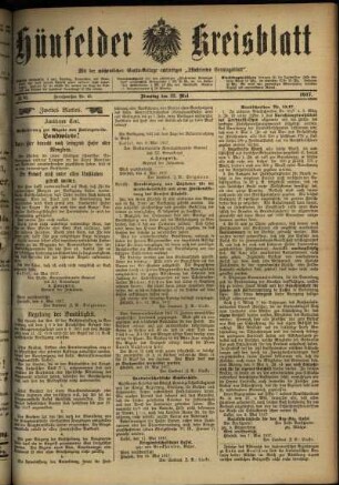 Zweite Ausgabe vom Dienstag, den 22. Mai 1917.