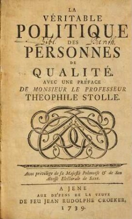 La véritable Politique des personnes de qualité