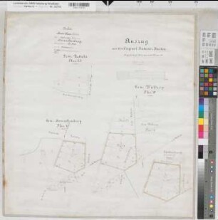 Henrichenburg (Castrop-Rauxel), Teilung von Henrichenburg, Brouillonkarte: Gem. Datteln Flur 23; Gem. Henrichenburg Flur 4; Gem. Waltrop Flur 19