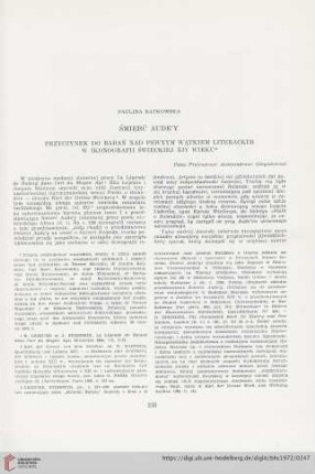 34: Śmierć Aude'y : przyczynek do badań nad pewnym wątkiem literackim w ikonografii świeckiej XIV wieku