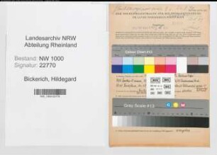Entnazifizierung Hildegard Bickerich, geb. 19.08.1900 (Studienraetin)