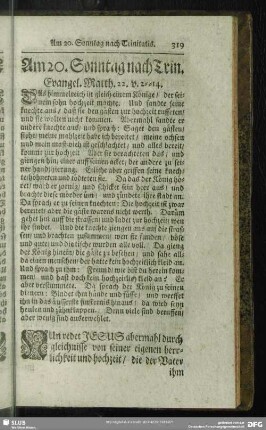Am 20. Sonntag nach Trin. Evangel. Matth. 22. v. 2-14.