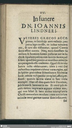 IV. In funere Dn. Joannis Lindneri