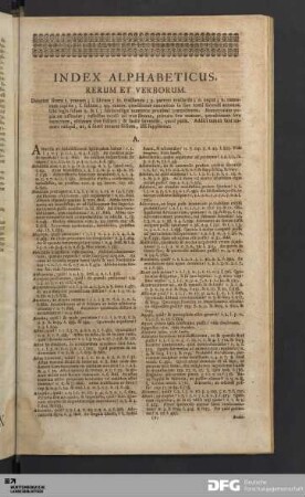 Index Alphabeticus. Rerum Et Verborum.