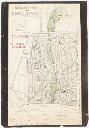 Wettbewerb Groß-Berlin 1910 Bebauungsplan für das Tempelhofer Feld: Grundplan 1:6000