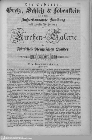 Die Parochie Greiz (Fortsetzung) : 29. Lieferung