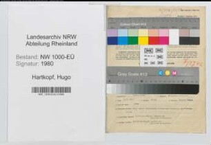Entnazifizierung Hugo Hartkopf, geb. 09.08.1894 (Hilfsarbeiter)
