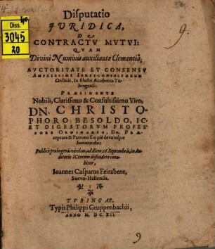 Disp. iur. de contractu mutui