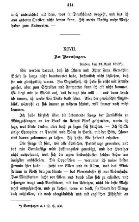 XCVII. An Varnhagen.
