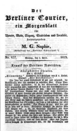 No. 657., Montag, den 6. April 1829