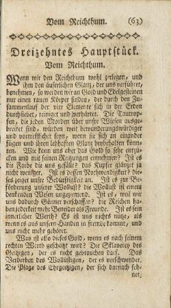 Dreizehntes Hauptstück. Vom Reichthum.