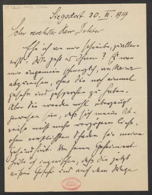 Brief an Ludwig Strecker und B. Schott's Söhne : 30.03.1919
