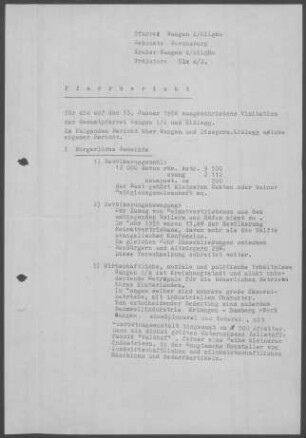 Wangen/Allgäu mit Kißlegg und Diaspora: Pfarrberichte 1956
