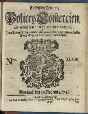 Nro. XLVIII, Montags, den 25. Novembr 1748