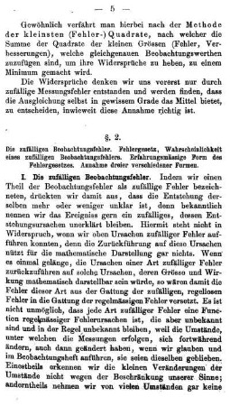 § 2. Die zufälligen Beobachtungsfehler. Fehlergesetz. Wahrscheinlichkeit eines zufälligen Beobachtungsfehlers. Erfahrungsmässige Form des Fehlergesetzes; Annahme dreier verschiedener Formen