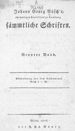9: Abhandlung von dem Geldumlauf : Buch I - III