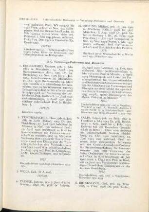 II. C. Vertretungs-Professoren und -Dozenten