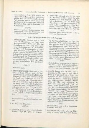 II. C. Vertretungs-Professoren und -Dozenten