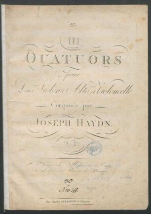 III Quatuors pour Deux Violons, Alto, et Violoncelle