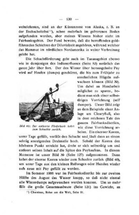 Der entleerte Förderkorb kehrt zum Schachte zurück.